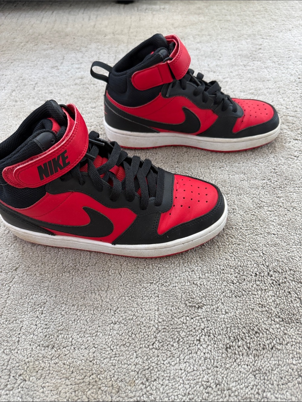 Nike Kids Red and Black High-Top Sneakers